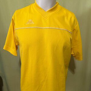 Vintage Y2K KAPPA Yellow Jersey Shirt Men's Medium Polyester Top Retro